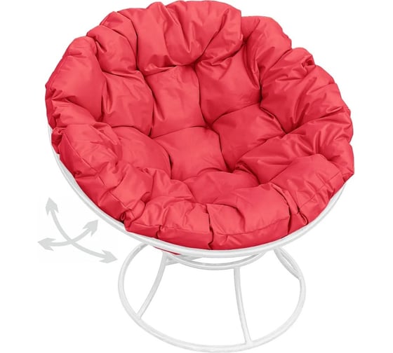 Изображение товара Кресло M-GROUP ПАПАСАН пружинка без ротанга белое, красная подушка 12040106