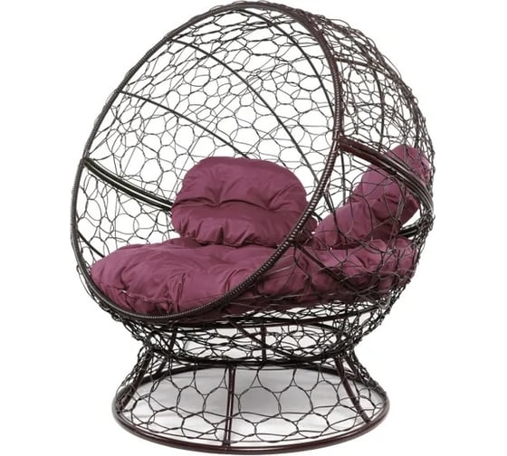 Изображение товара Кресло M-GROUP АПЕЛЬСИН с ротангом коричневое, бордовая подушка 11520202