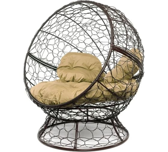 Изображение товара Кресло M-GROUP АПЕЛЬСИН с ротангом коричневое, бежевая подушка 11520201