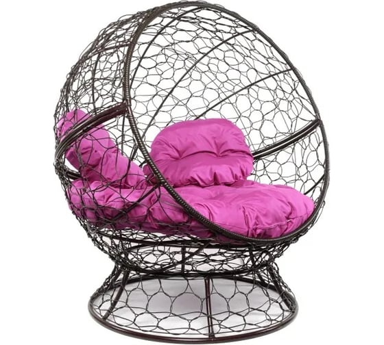 Изображение товара Кресло M-GROUP АПЕЛЬСИН с ротангом коричневое, розовая подушка 11520208