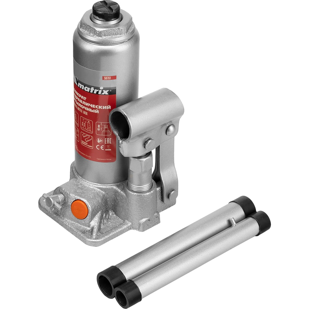 Изображение товара Гидравлический бутылочный домкрат MATRIX 2 т с высотой подъема 181-345 мм, легкий и прочный