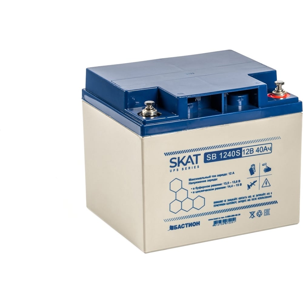 Изображение товара Аккумулятор свинцово-кислотный SKAT SB 1240S Бастион 8971 AGM 40 А*ч