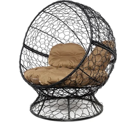 Изображение товара Кресло M-GROUP АПЕЛЬСИН с ротангом чёрное, бежевая подушка 11520401