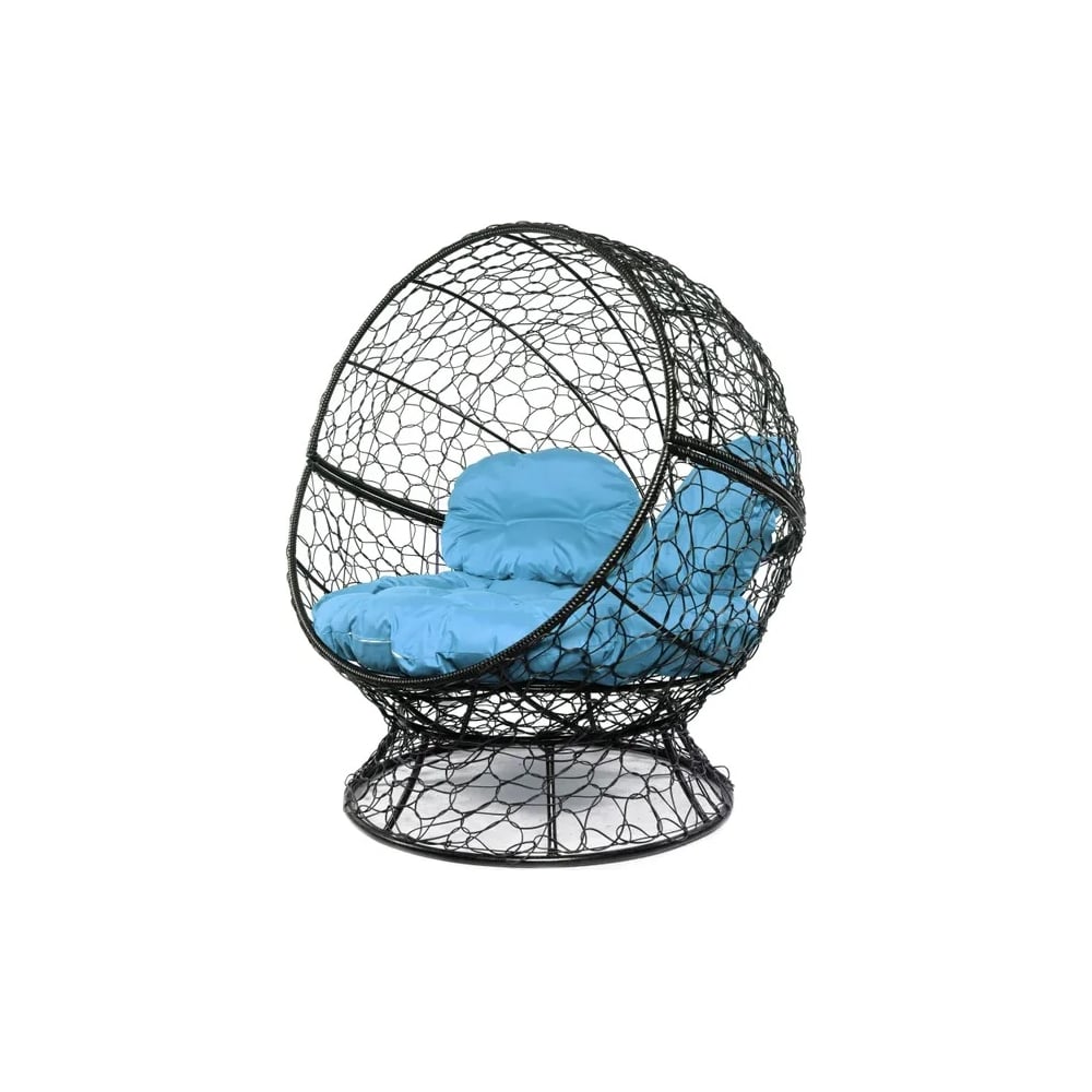 Изображение товара Кресло M-GROUP АПЕЛЬСИН с ротангом и голубой подушкой