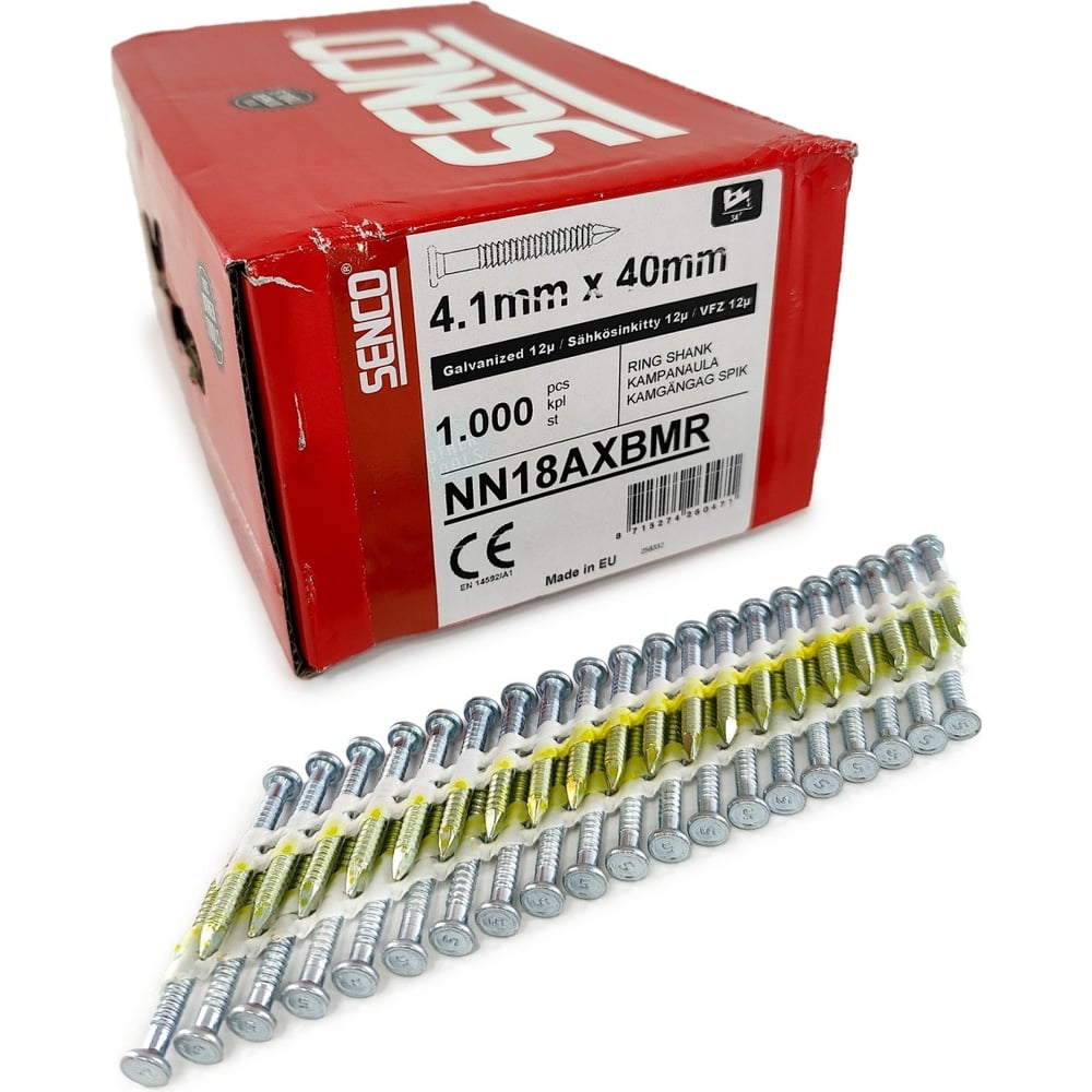 Оцинкованные реечные анкерные гвозди Senco R34 4.1x40 1000 шт NN18AXBMR