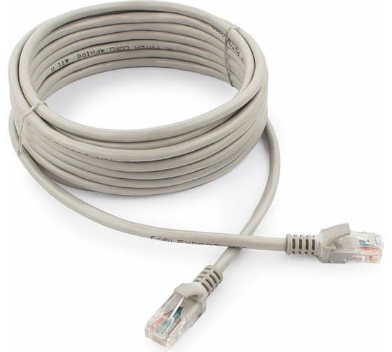 Изображение товара Патч-корд Cablexpert UTP кат.5e, 5м, литой, многожильный серый PP12-5M