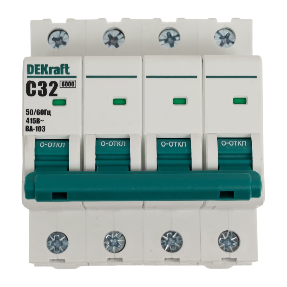 Изображение товара Автоматический выключатель DEKraft 4Р 32А ВА-103 IP20 для защиты электросетей