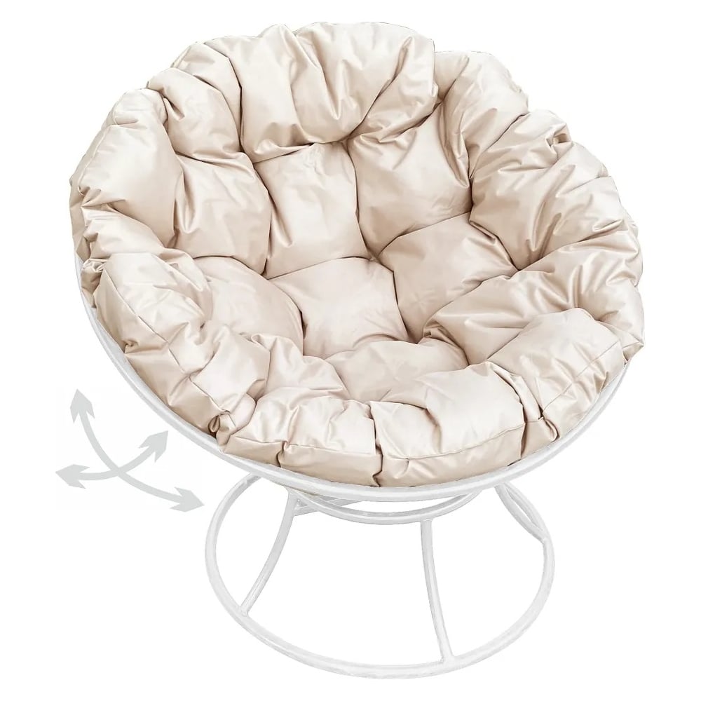 Изображение товара Кресло M-GROUP ПАПАСАН с подушкой белое бежевое