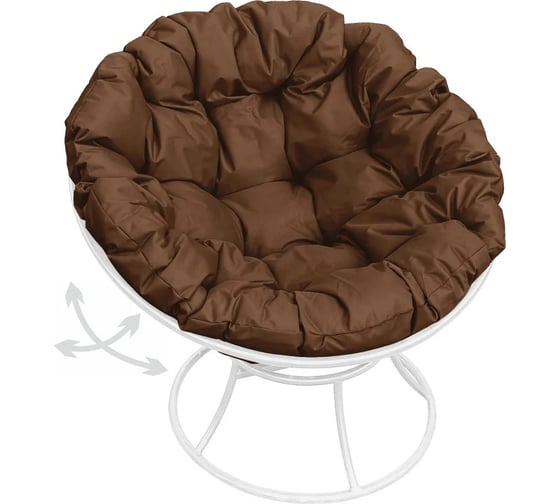 Изображение товара Кресло M-GROUP ПАПАСАН пружинка без ротанга белое, коричневая подушка 12040105