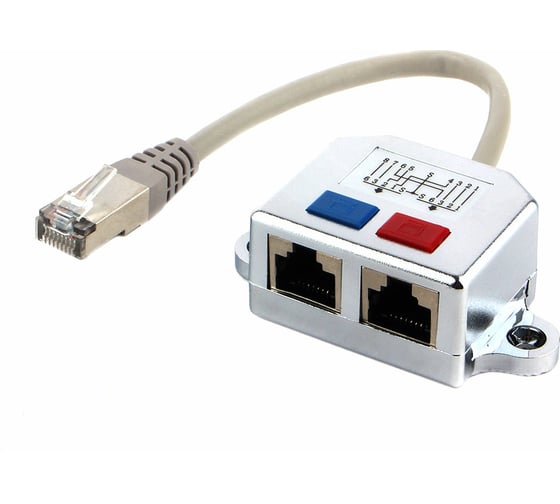 Изображение товара Разветвитель Cablexpert FTP 1 порт RJ45 T568A/T568B 2 порта RJ45 10/100 BASE-T NCA-SP-02