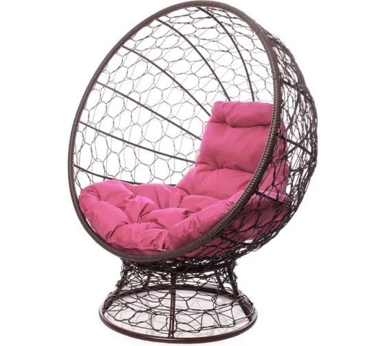 Изображение товара Кресло M-GROUP КОКОС на подставке с ротангом коричневое, розовая подушка 11590208