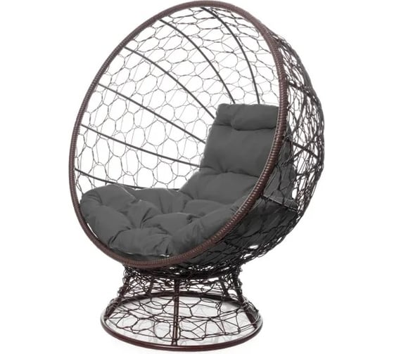Изображение товара Кресло M-GROUP КОКОС на подставке с ротангом коричневое, серая подушка 11590209