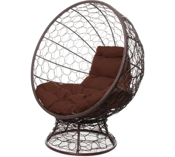 Изображение товара Кресло M-GROUP КОКОС на подставке с ротангом коричневое, коричневая подушка 11590205