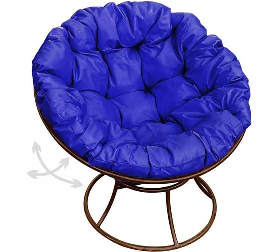 Изображение товара Кресло M-GROUP ПАПАСАН пружинка без ротанга коричневое, синяя подушка 12040210