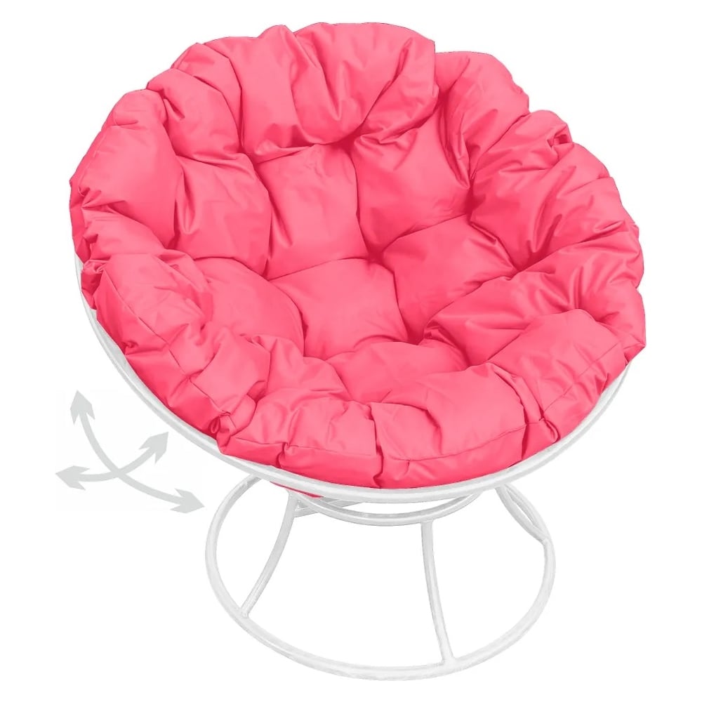 Изображение товара Кресло M-GROUP ПАПАСАН пружинка без ротанга белое с розовой подушкой