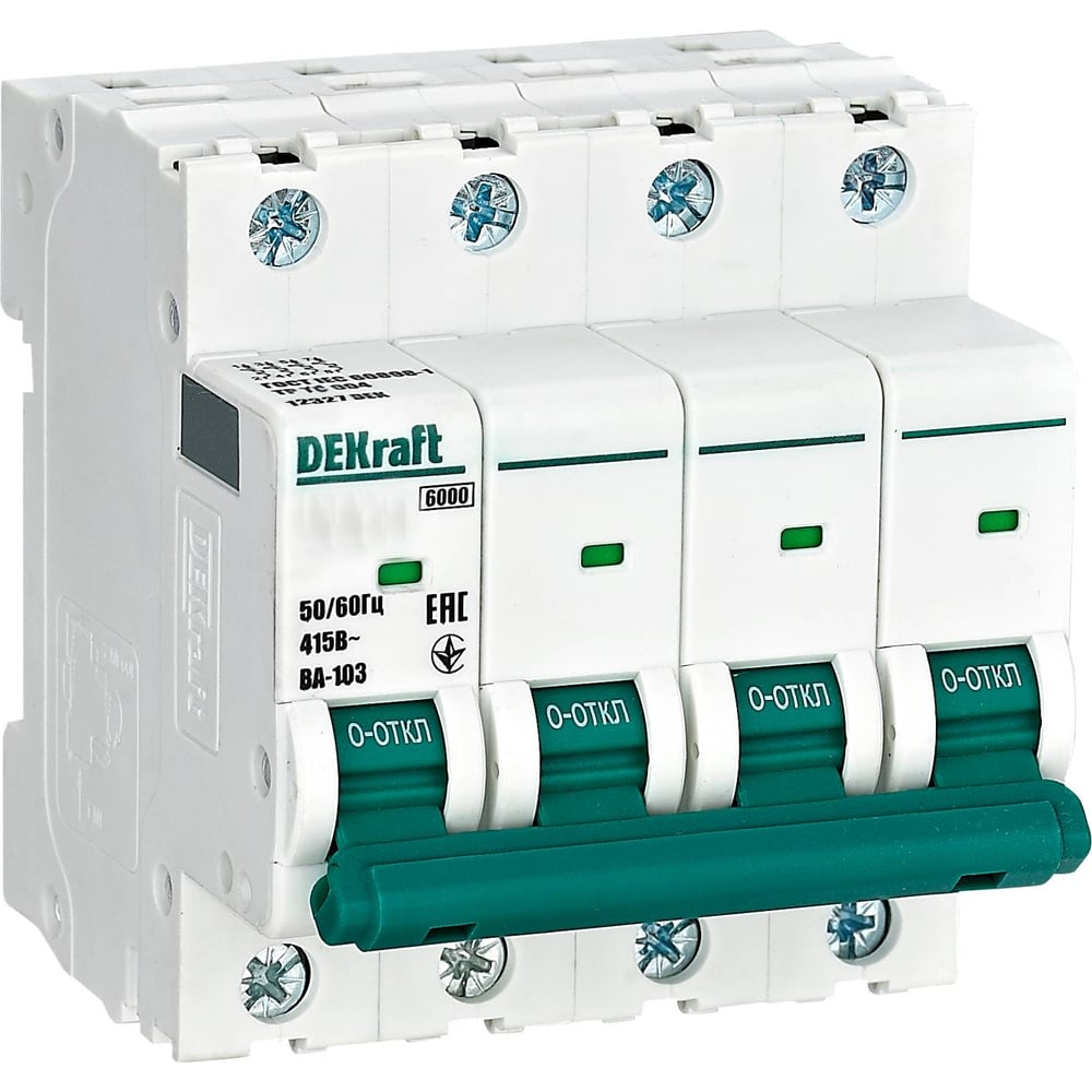 Изображение товара Автоматический выключатель DEKraft ВА-103 4Р 6А IP20 для DIN-рейки
