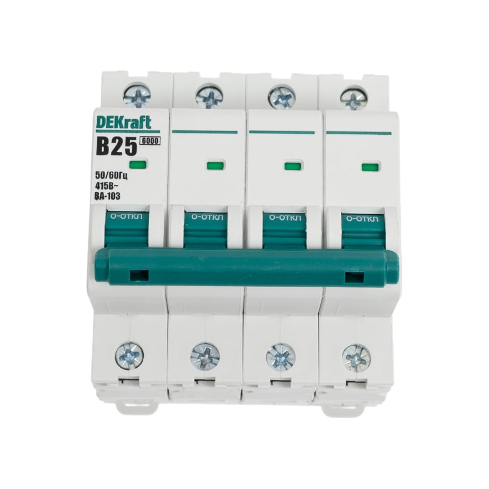 Изображение товара Автоматический выключатель DEKraft 4Р 25А в корпусе ВА-103 для DIN-рейки