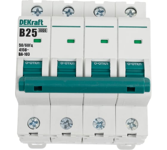 Изображение товара Автоматический выключатель DEKraft 4Р 25А х-ка B ВА-103 6кА 12259DEK