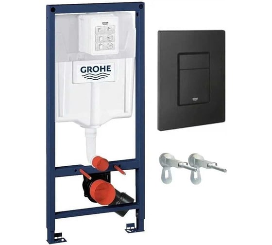 Изображение товара Система инсталляции для подвесного унитаза GROHE Solido 3 в 1 в сборе, H=1.13 м Rapid SL 38528001 + панель 38966KF0 матовый черный + комплект креплений 38811KF0 00000128769