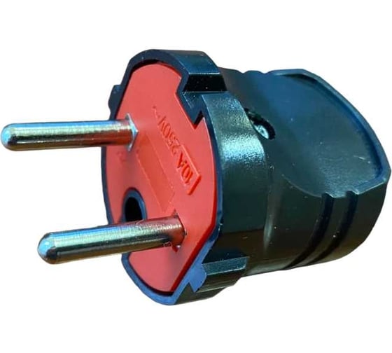 Изображение товара Прямая вилка Econ EPL 10А, 250В, без заземления, черная EPL004B