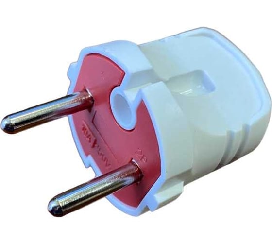 Изображение товара Прямая вилка Econ EPL 10А 250В, без заземления, белая, EPL004W