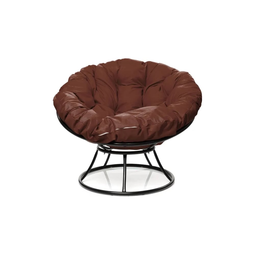 Изображение товара Кресло M-GROUP ПАПАСАН без ротанга черное с коричневой подушкой