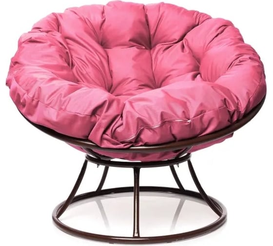 Изображение товара Кресло M-GROUP ПАПАСАН без ротанга коричневое, розовая подушка 12010208