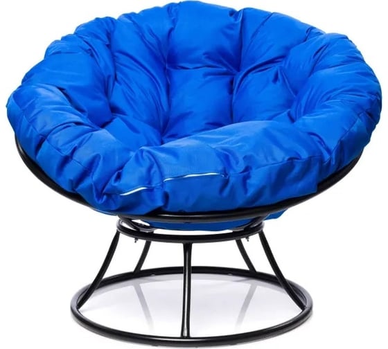 Изображение товара Кресло M-GROUP ПАПАСАН без ротанга чёрное, синяя подушка 12010410