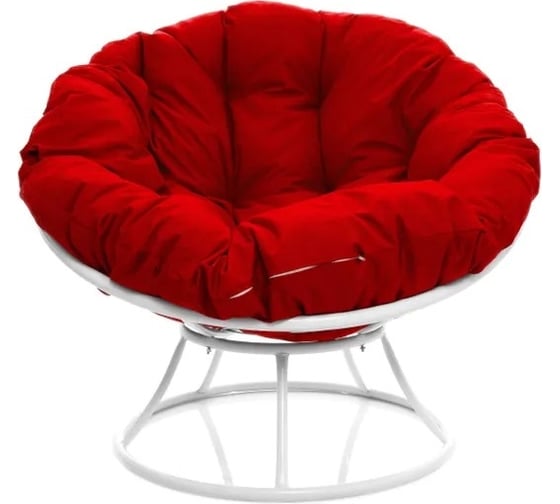 Изображение товара Кресло M-GROUP ПАПАСАН без ротанга белое, красная подушка 12010106