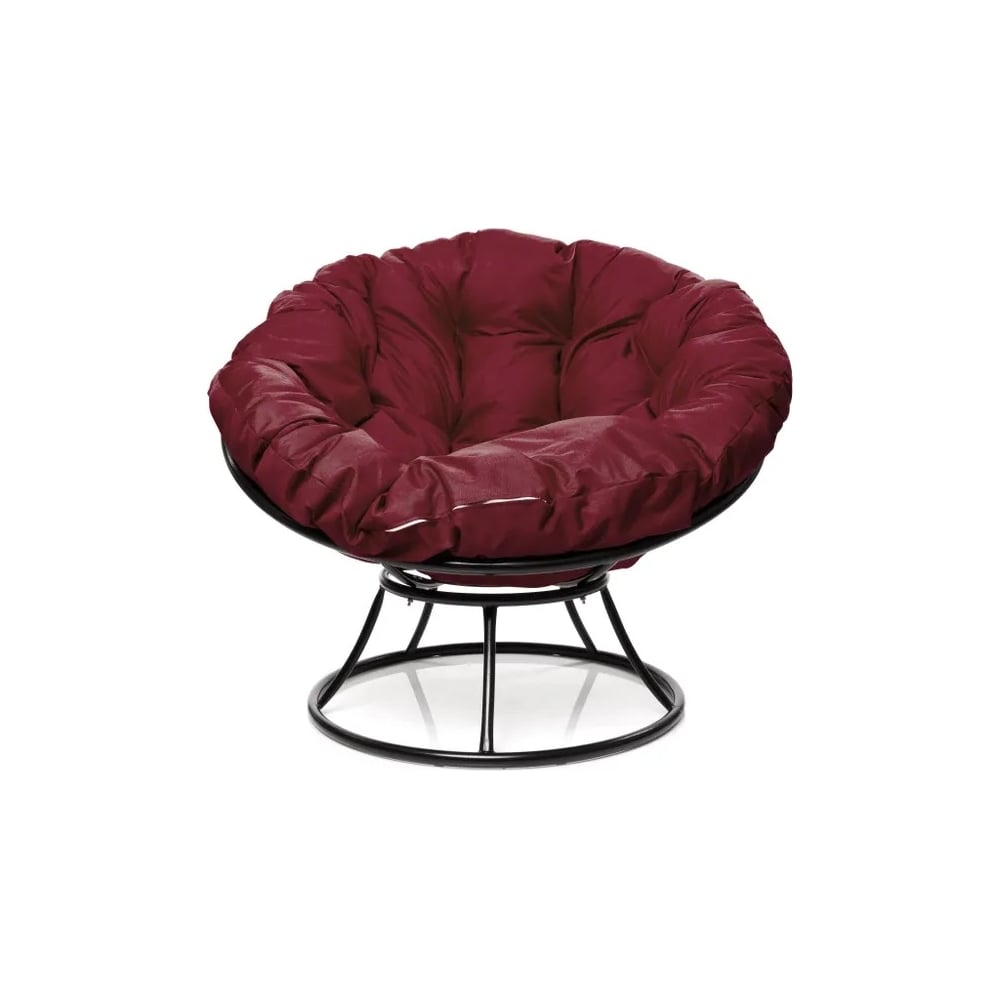 Изображение товара Кресло M-GROUP ПАПАСАН без ротанга черное с бордовой подушкой