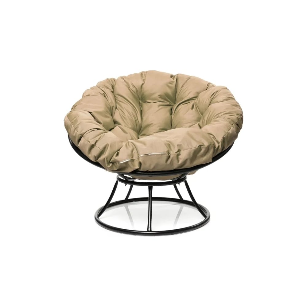 Изображение товара Кресло M-GROUP ПАПАСАН без ротанга черное с бежевая подушкой