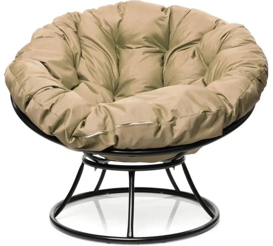 Изображение товара Кресло M-GROUP ПАПАСАН без ротанга чёрное, бежевая подушка 12010401