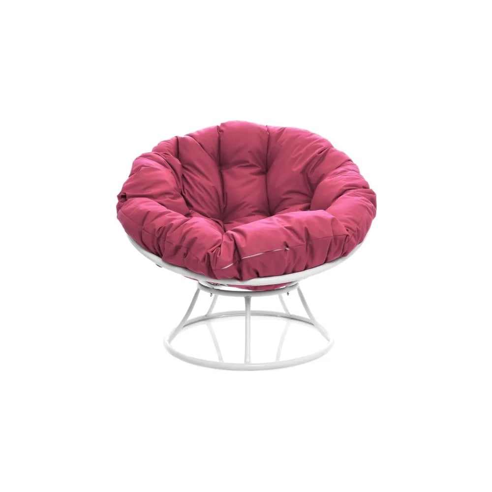 Изображение товара Кресло M-GROUP ПАПАСАН белое с розовой подушкой