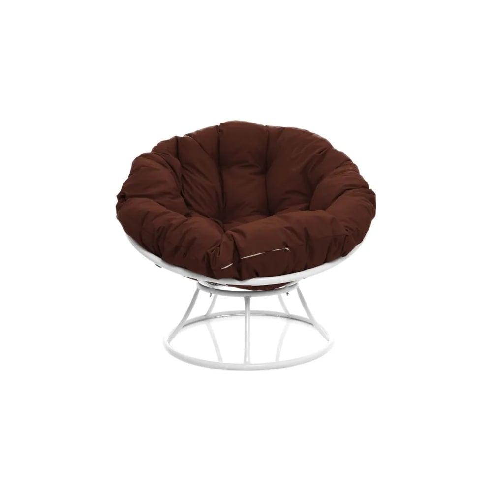 Изображение товара Кресло M-GROUP ПАПАСАН без ротанга белое с коричневой подушкой