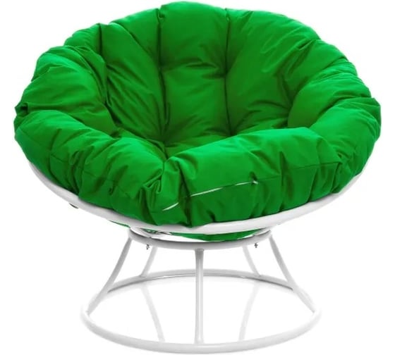 Изображение товара Кресло M-GROUP ПАПАСАН без ротанга белое, зелёная подушка 12010104