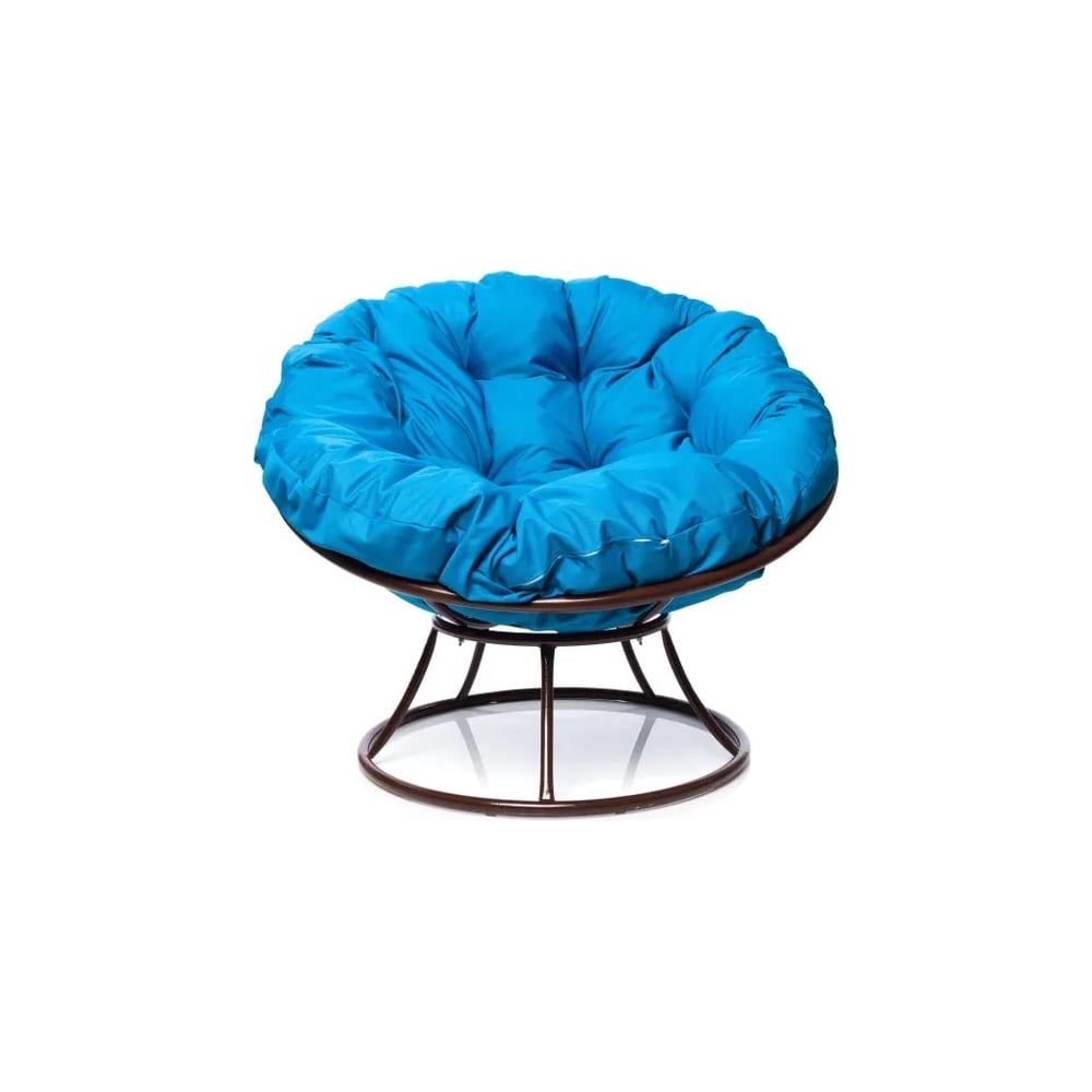 Изображение товара Кресло M-GROUP ПАПАСАН без ротанга, коричневое с голубой подушкой