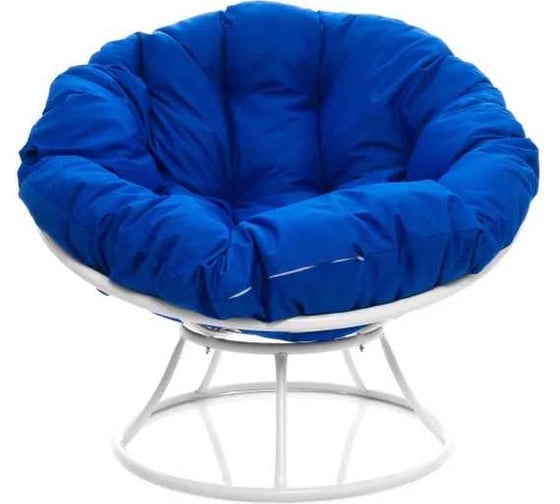 Изображение товара Кресло M-GROUP ПАПАСАН без ротанга белое, синяя подушка 12010110