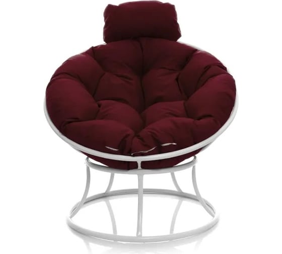 Изображение товара Кресло M-GROUP ПАПАСАН мини без ротанга белое, бордовая подушка 12060102
