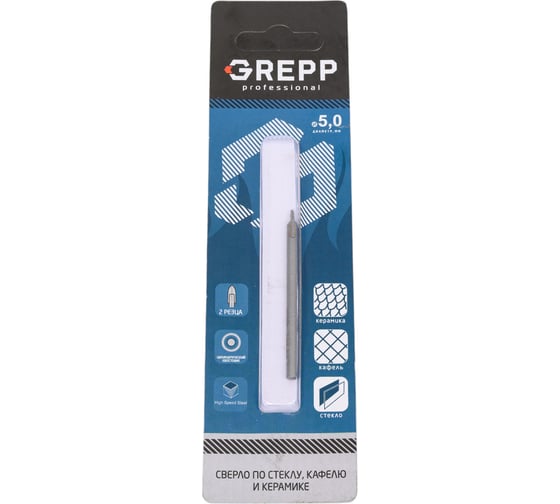 Изображение товара Сверло по кафелю и стеклу копьевидное 5 мм, 2 грани, цилиндрический хвостовик GREPP 401-0005
