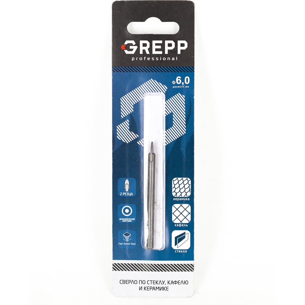 Изображение товара Сверло по кафелю и стеклу копьевидное 6 мм GREPP 401-0006