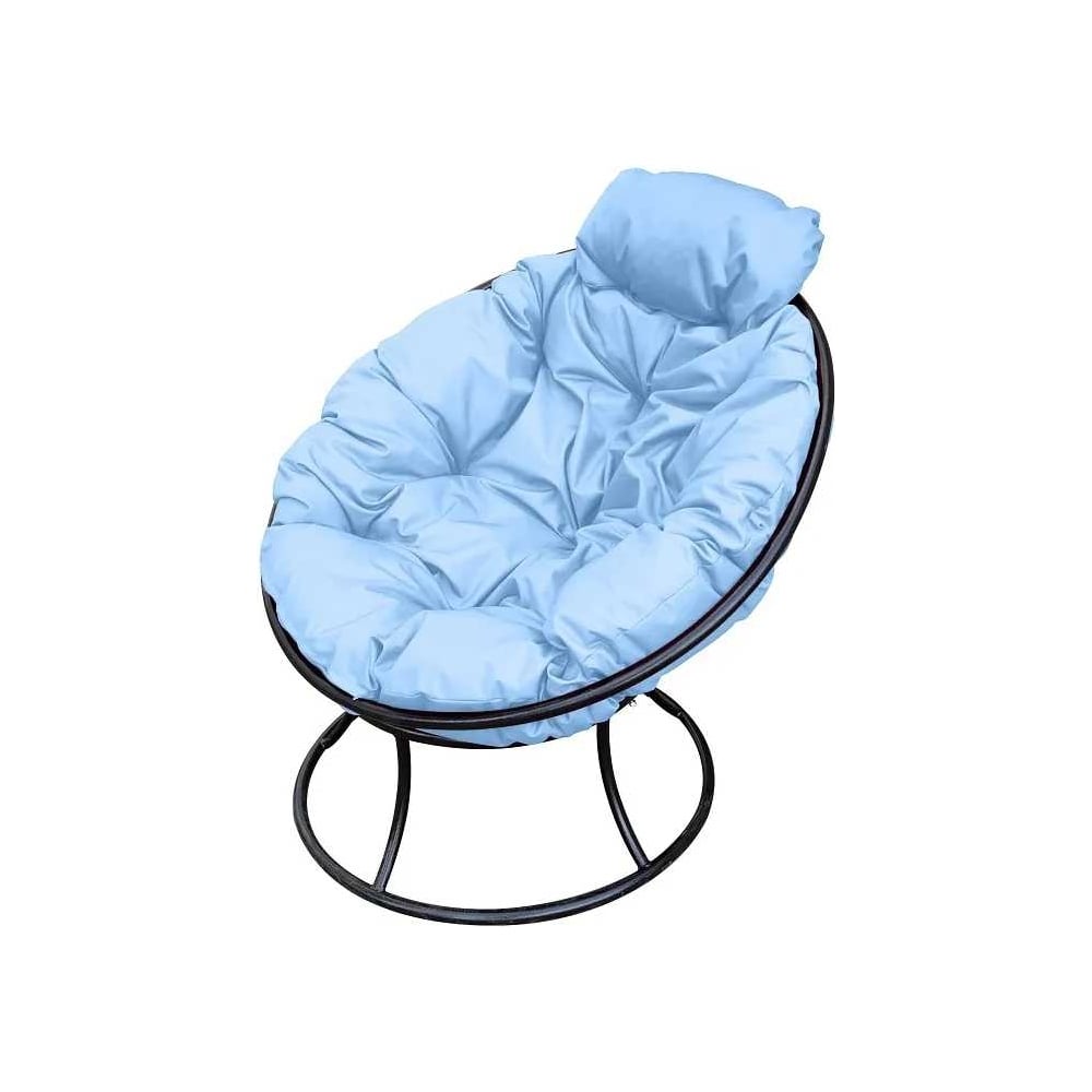 Изображение товара Кресло M-GROUP ПАПАСАН мини без ротанга черное с голубой подушкой