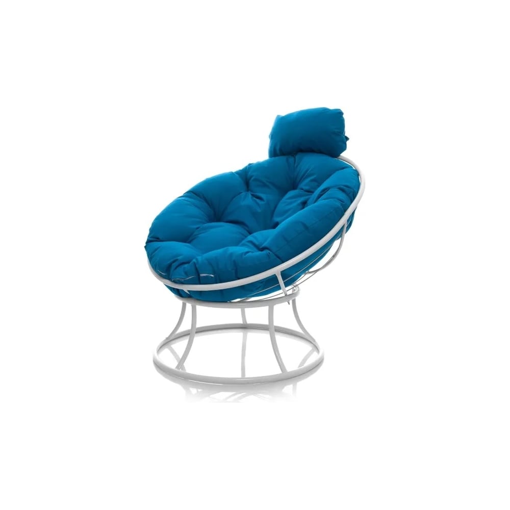 Изображение товара Кресло мини M-GROUP ПАПАСАН без ротанга белое с синей подушкой