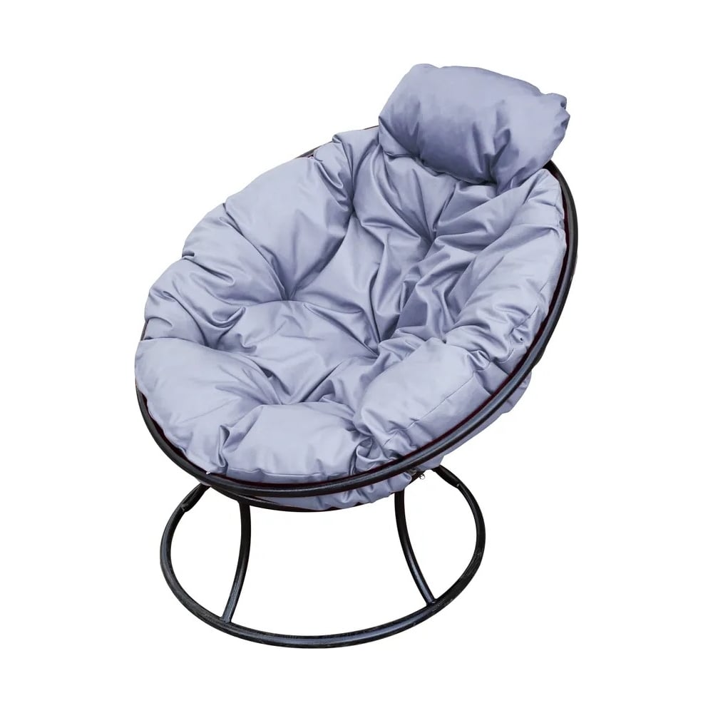 Изображение товара Кресло M-GROUP ПАПАСАН мини без ротанга черное с серой подушкой