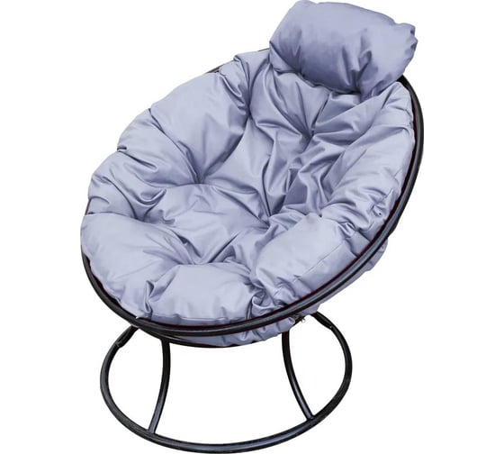 Изображение товара Кресло M-GROUP ПАПАСАН мини без ротанга чёрное, серая подушка 12060409