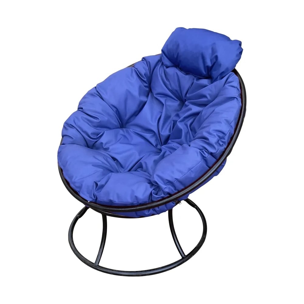 Изображение товара Кресло M-GROUP ПАПАСАН мини без ротанга черное с синей подушкой