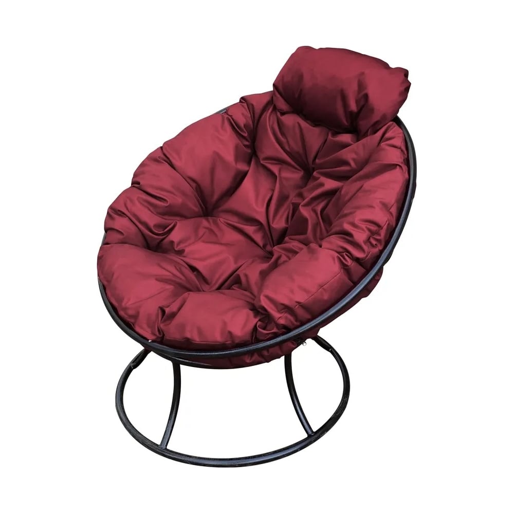 Изображение товара Кресло M-GROUP ПАПАСАН мини без ротанга черное с бордовой подушкой