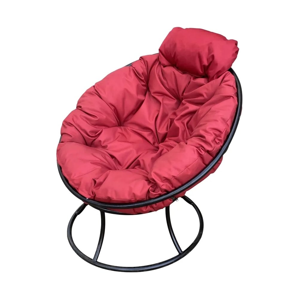 Изображение товара Кресло M-GROUP ПАПАСАН мини без ротанга черное с красной подушкой