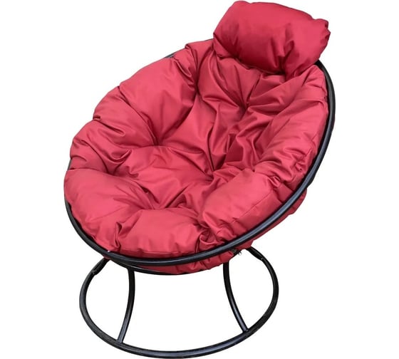 Изображение товара Кресло M-GROUP ПАПАСАН мини без ротанга чёрное, красная подушка 12060406