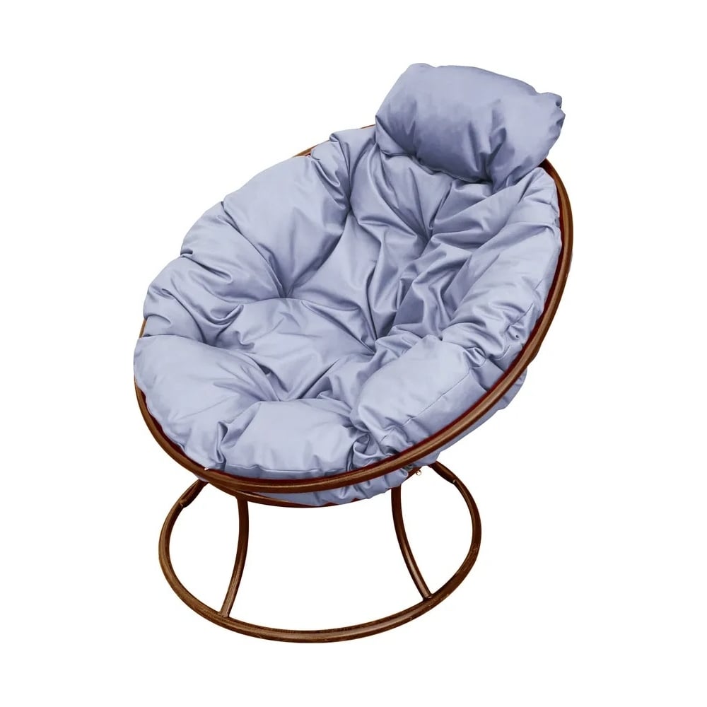 Изображение товара Кресло M-GROUP ПАПАСАН мини с серой подушкой коричневое сталь и оксфорд