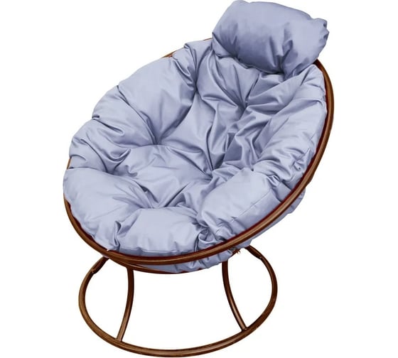 Изображение товара Кресло M-GROUP ПАПАСАН мини без ротанга коричневое, серая подушка 12060209